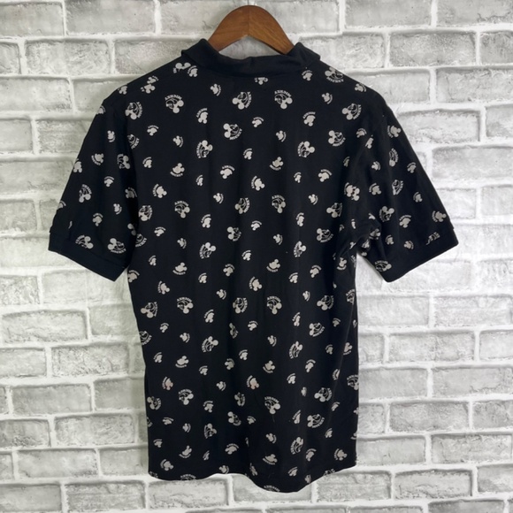 Disneyland Hong Kong Mickey All Over Print Polo Shirt Mens Medium Primary Black - Picture 4 of 7